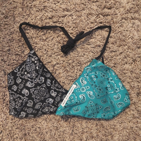 Turquoise Paisley Reversible Wrap Top Swimsuit - Picture 4 of 5